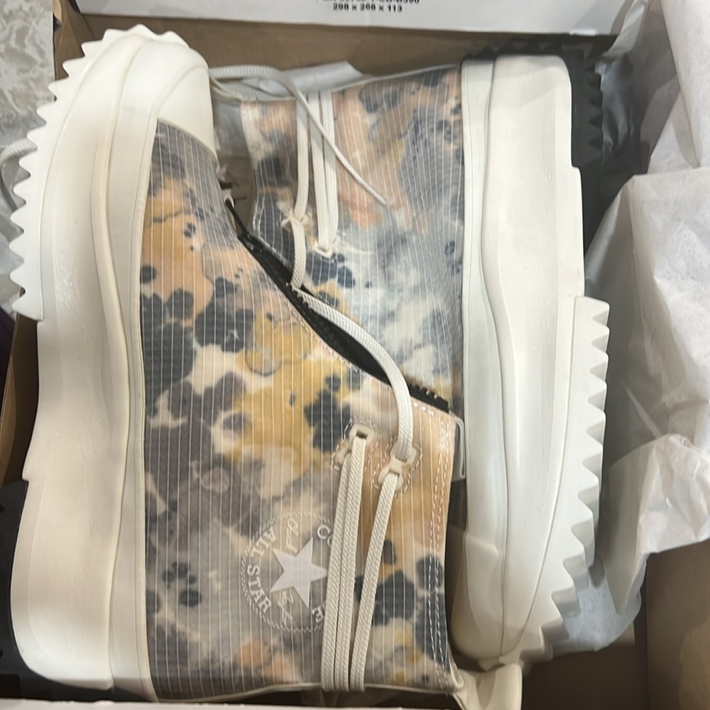 New Converse Women's Run Star Hike High Top Platform Egret/White/Black - Picture 6 of 9